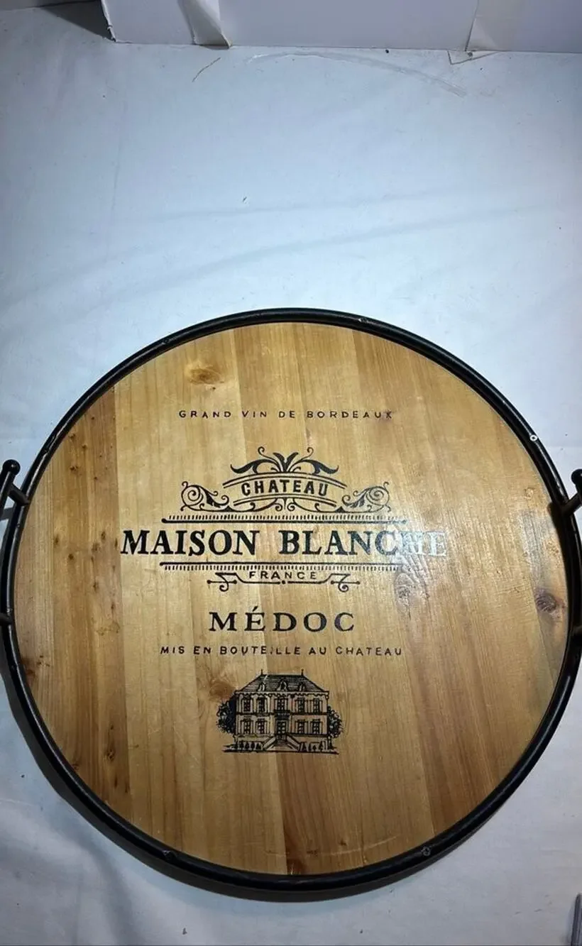 Maison Blanche Wine Barrel Lid Serving Tray